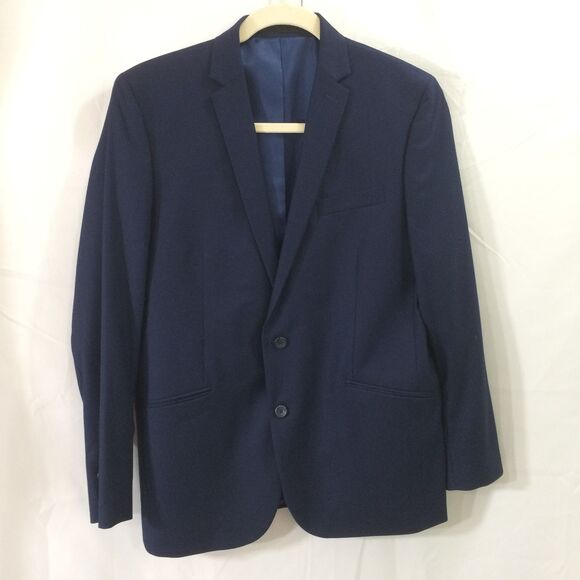 Kenneth Cole Reaction Navy Blazer Men's 44L Techni-Cole 2 Btn Sport Coat Office - Picture 1 of 6